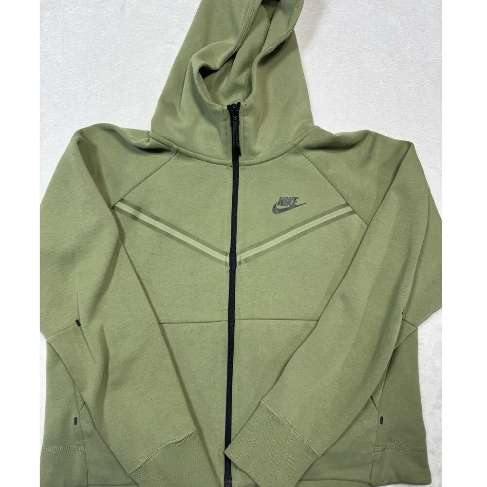 Nike Tech Fleece Windrunner Hoodie Alligator Green Olive Jacket Womens Sz Sm